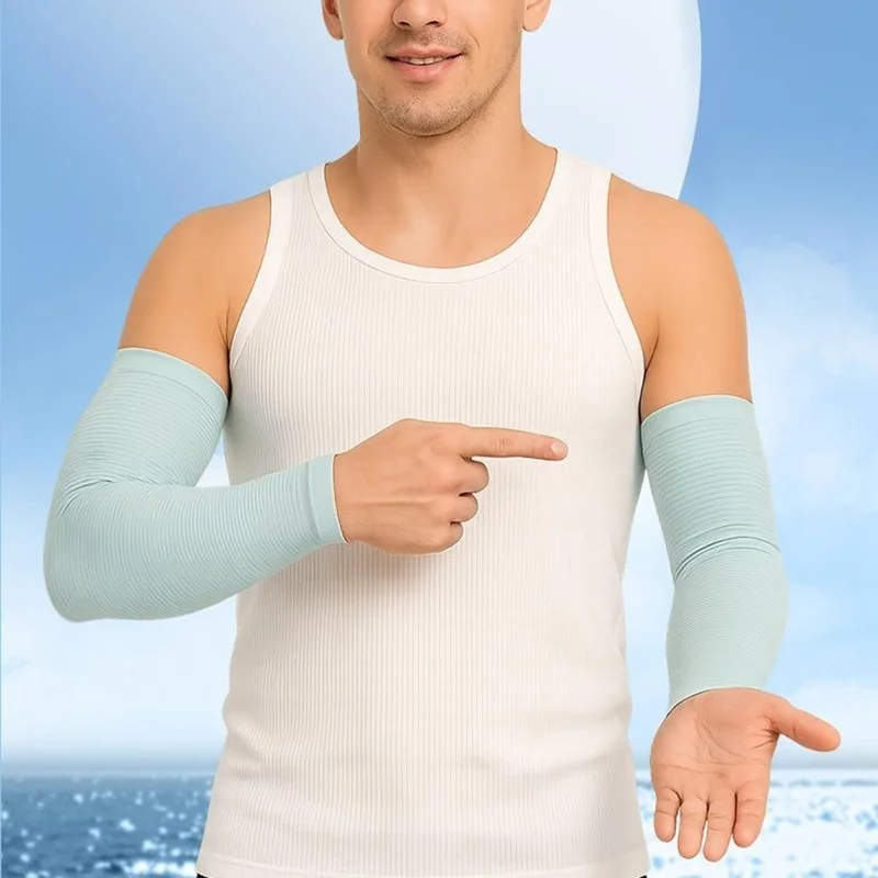 Outdoor Sports Gestreifte Armstulpen Sonnenschutz Eisseiden Armschützer für Radfahren / Wandern / Angeln - Schwarz
