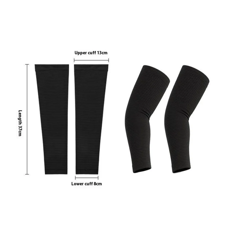 Outdoor Sports Gestreifte Armstulpen Sonnenschutz Eisseiden Armschützer für Radfahren / Wandern / Angeln - Schwarz