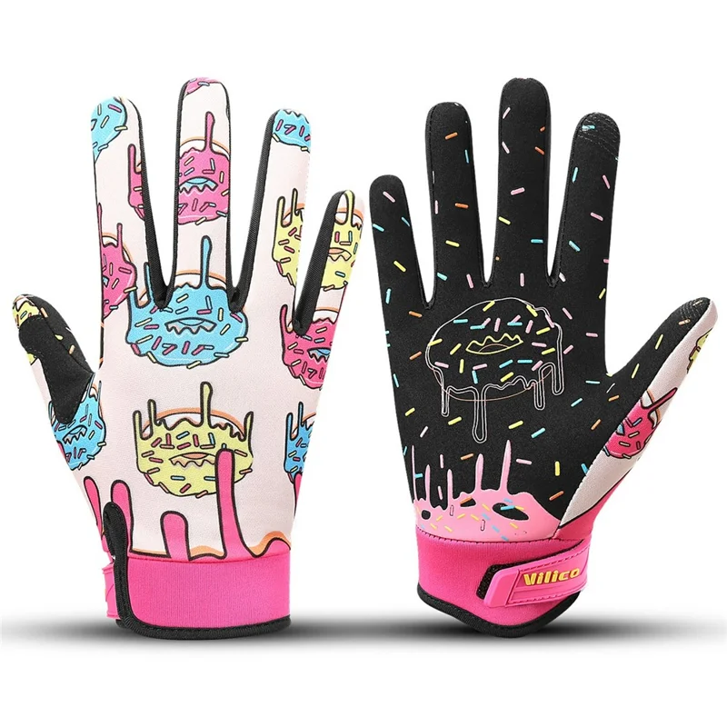 VILICO A0145 Donut Pattern Outdoor Cycling Gloves Full Finger Anti Slip Sports Gloves - Adult M