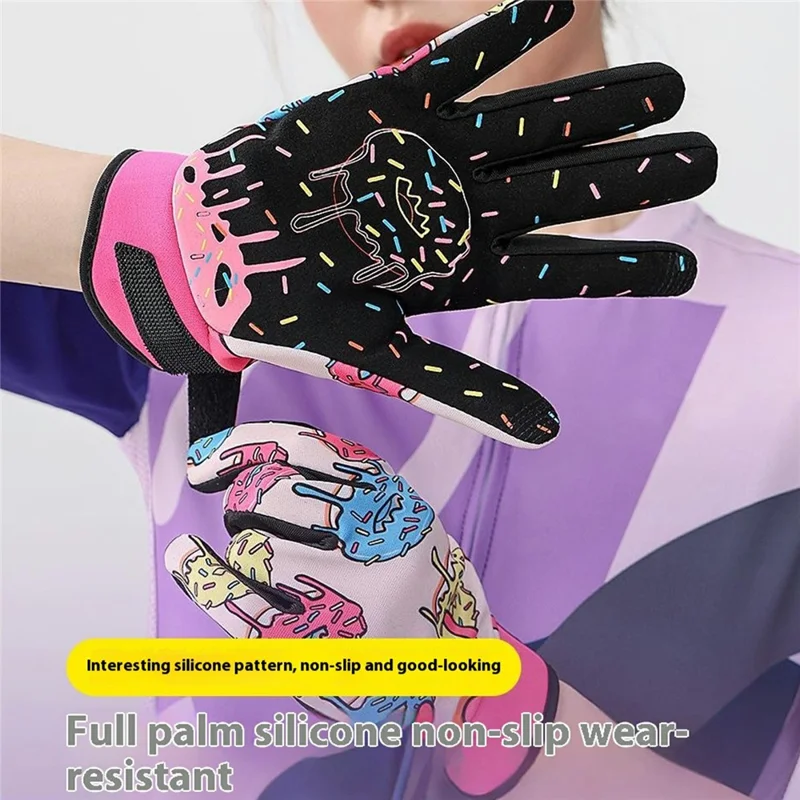 VILICO A0145 Donut Pattern Outdoor Cycling Gloves Full Finger Anti Slip Sports Gloves - Adult M