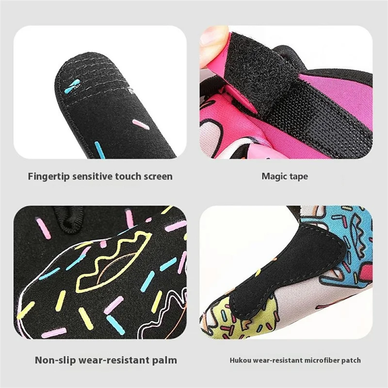 VILICO A0145 Donut Pattern Outdoor Cycling Gloves Full Finger Anti Slip Sports Gloves - Adult M