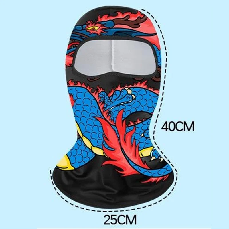 Drachen-Print Motorrad Sturmhaube aus Milchseide für Sommer Sonnenschutz Gesichtsmaske - SLTT-001