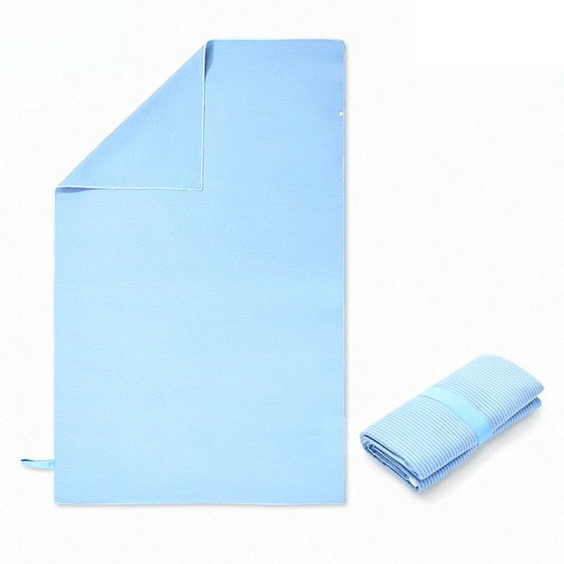 GOLOVEJOY LJ05 Serviette de plage avec bouton Séchage rapide Absorbante Couverture de maillot de bain, 80 x 130 cm - Bleu ciel
