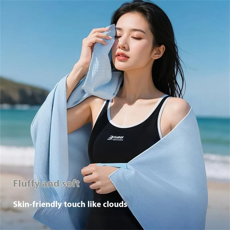 GOLOVEJOY LJ05 Serviette de plage avec bouton Séchage rapide Absorbante Couverture de maillot de bain, 80 x 130 cm - Bleu ciel