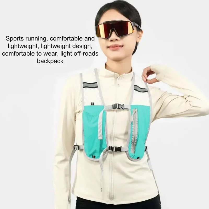 Outdoor Hydration Backpack Lightweight Vest Cycling Hiking Trail Running Unisex Water Bladder Daypack - Cyan