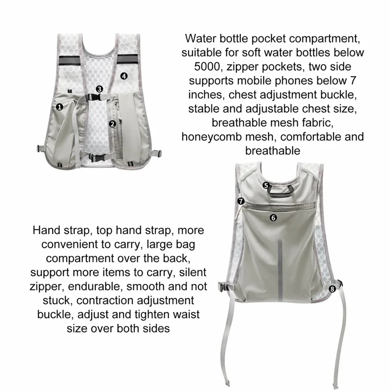 Outdoor Hydration Backpack Lightweight Vest Cycling Hiking Trail Running Unisex Water Bladder Daypack - Baby Blue