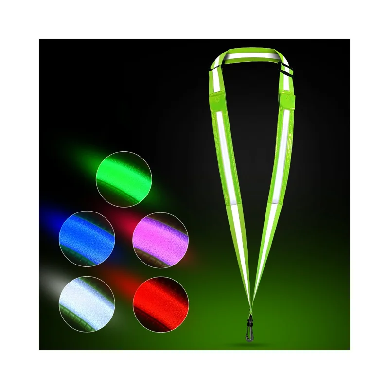 L9 5 Cores 3 Modos Faixa Refletiva com Iluminação LED e Gancho para Corrida Noturna e Ciclismo - Verde