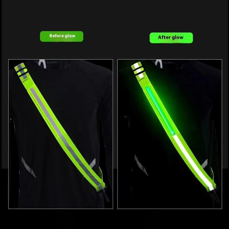 L9 5 Cores 3 Modos Faixa Refletiva com Iluminação LED e Gancho para Corrida Noturna e Ciclismo - Verde