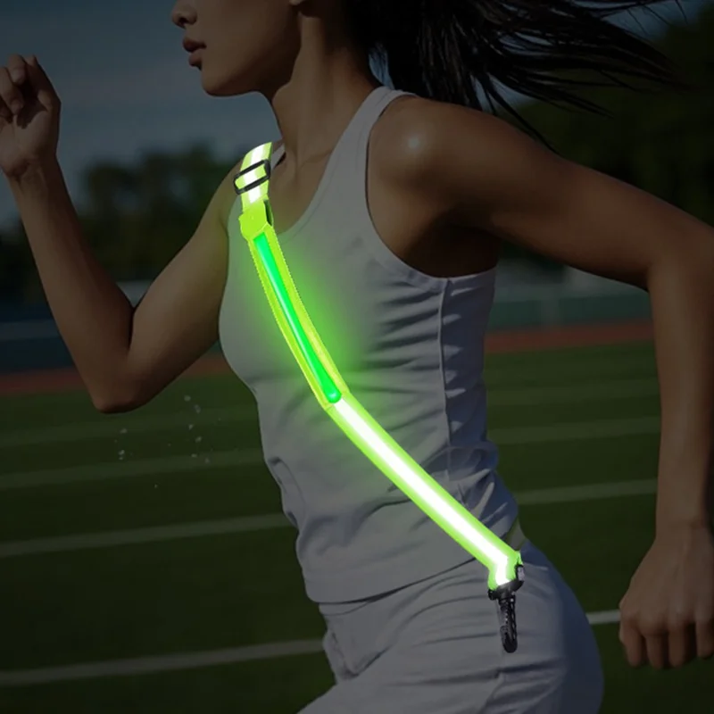 L9 5 Cores 3 Modos Faixa Refletiva com Iluminação LED e Gancho para Corrida Noturna e Ciclismo - Verde