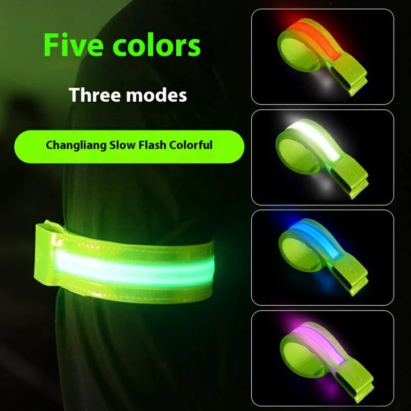 Braçadeira Refletiva L8 USB Recarregável para Ciclismo e Corrida Noturna com Luz LED - Verde