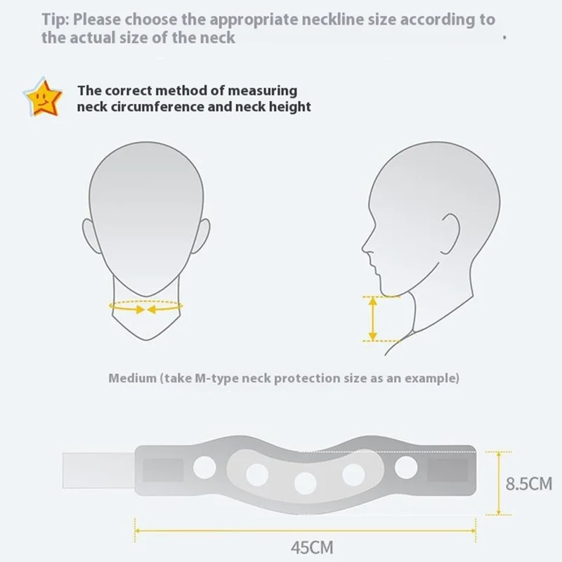 YF-JZ026 Neck Posture Corrector Breathable Ice Silk Collar Cervical Support Anti Forward Head Traction Device - Light Grey / M