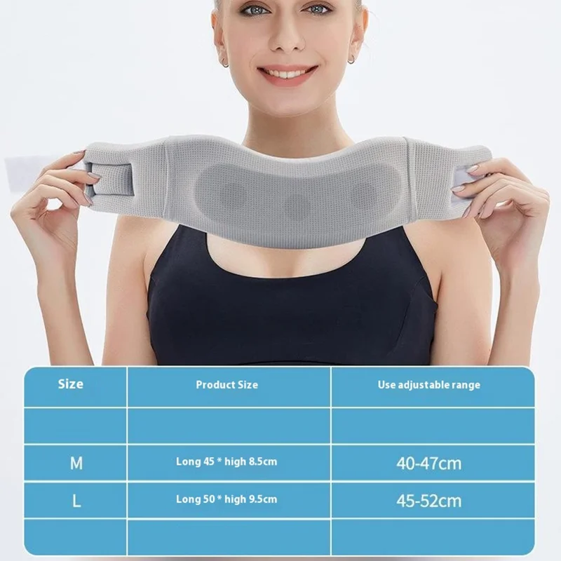 YF-JZ026 Neck Posture Corrector Breathable Ice Silk Collar Cervical Support Anti Forward Head Traction Device - Light Grey / M