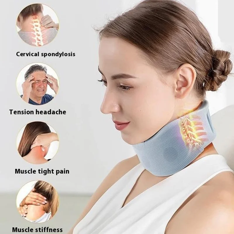 YF-JZ026 Neck Posture Corrector Breathable Ice Silk Collar Cervical Support Anti Forward Head Traction Device - Light Grey / M