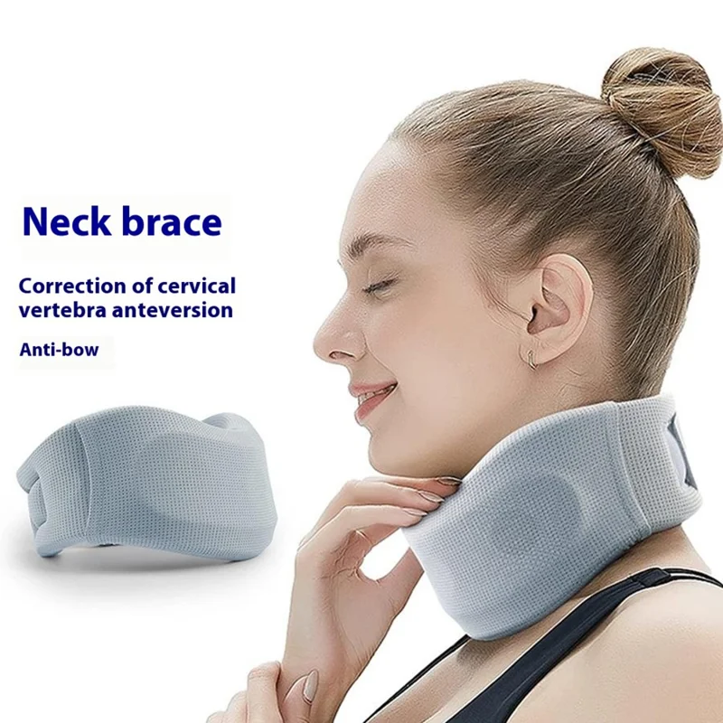 YF-JZ026 Neck Posture Corrector Breathable Ice Silk Collar Cervical Support Anti Forward Head Traction Device - Light Grey / M
