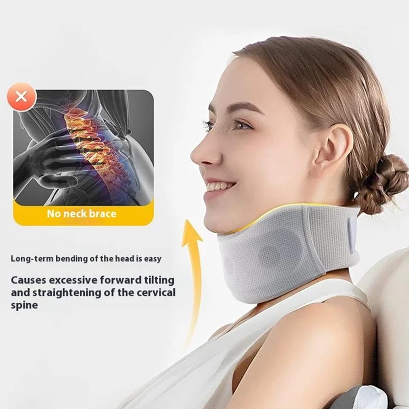 YF-JZ026 Neck Posture Corrector Breathable Ice Silk Collar Cervical Support Anti Forward Head Traction Device - Light Grey / M