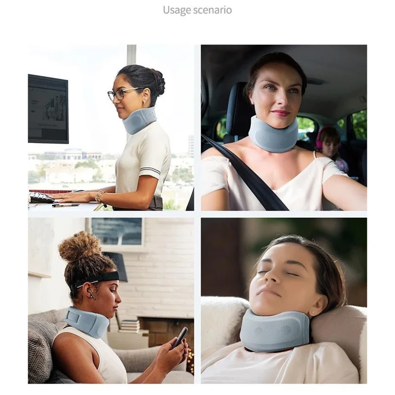 YF-JZ026 Neck Posture Corrector Breathable Ice Silk Collar Cervical Support Anti Forward Head Traction Device - Light Grey / M