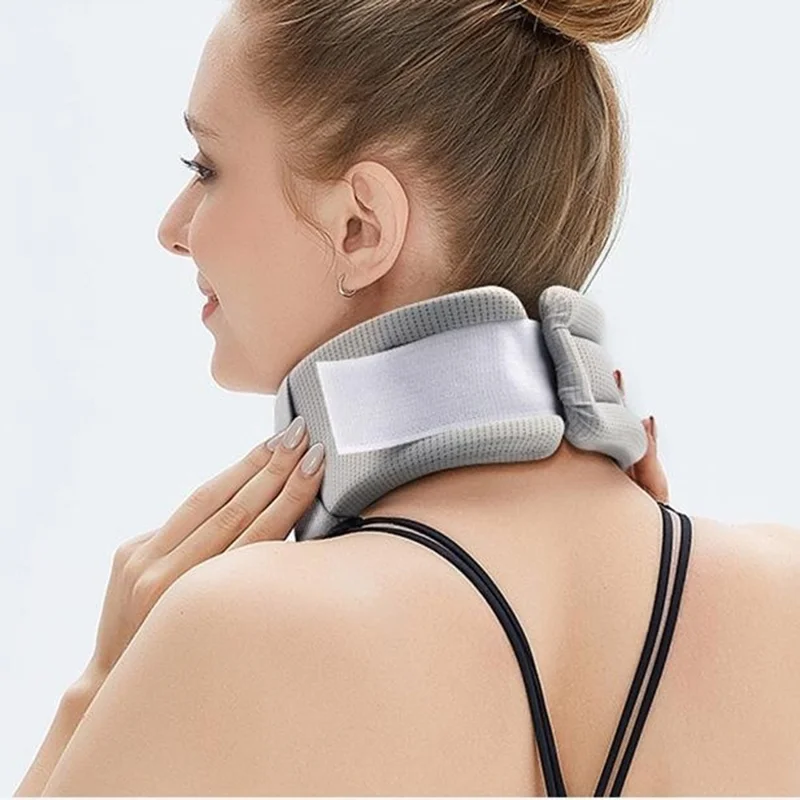 YF-JZ026 Neck Posture Corrector Breathable Ice Silk Collar Cervical Support Anti Forward Head Traction Device - Light Grey / M
