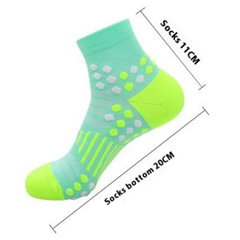 PORFIN 3017 Professional Marathon Socks Breathable Non Slip Mid Calf Athletic Socks, Size M: 34-38 - Colorful Blue