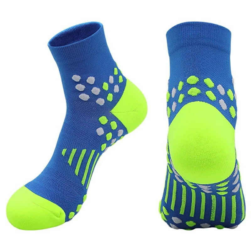 PORFIN 3017 Chaussettes de Marathon Professionnelles Respirantes Anti-Dérapantes Mi-Mollet, Taille L : 39-44 - Bleu Coloré