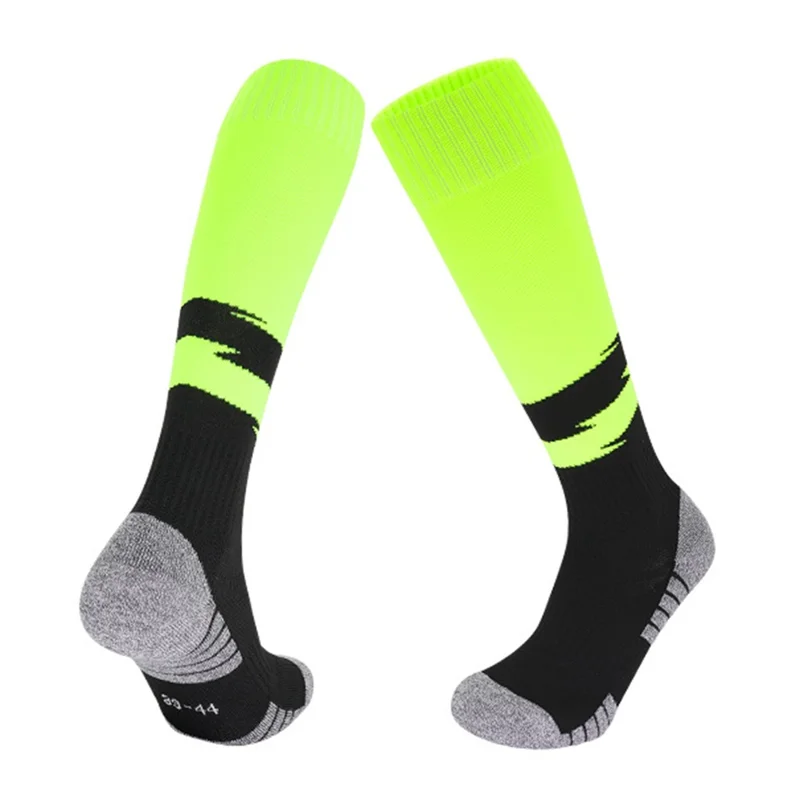 PORFIN 1 Pair Size S Knee High Soccer Socks Anti-Slip Breathable Athletic Socks for Football Soccer (28-33) - Fluorescent Green