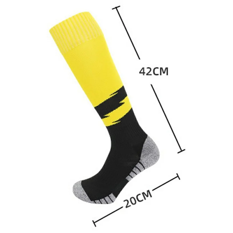 PORFIN 1 Paire Taille M Chaussettes Hautes de Football Antidérapantes et Respirantes pour Football (34-38) - Blanc / Bleu