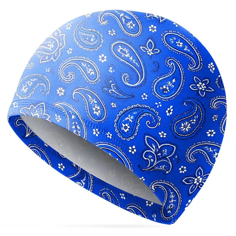 Summer Sun Protection Beanie Hat Paisley Pattern Milk Silk Motorcycle Helmet Liner Cap - Blue