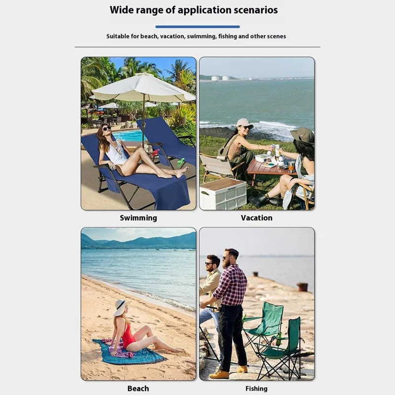 Funda para Tumbona de Playa Azul Cielo - Protector de Microfibra Absorbente de Secado Rápido para Piscina y Terraza con Bolsillo Lateral, 75x215cm