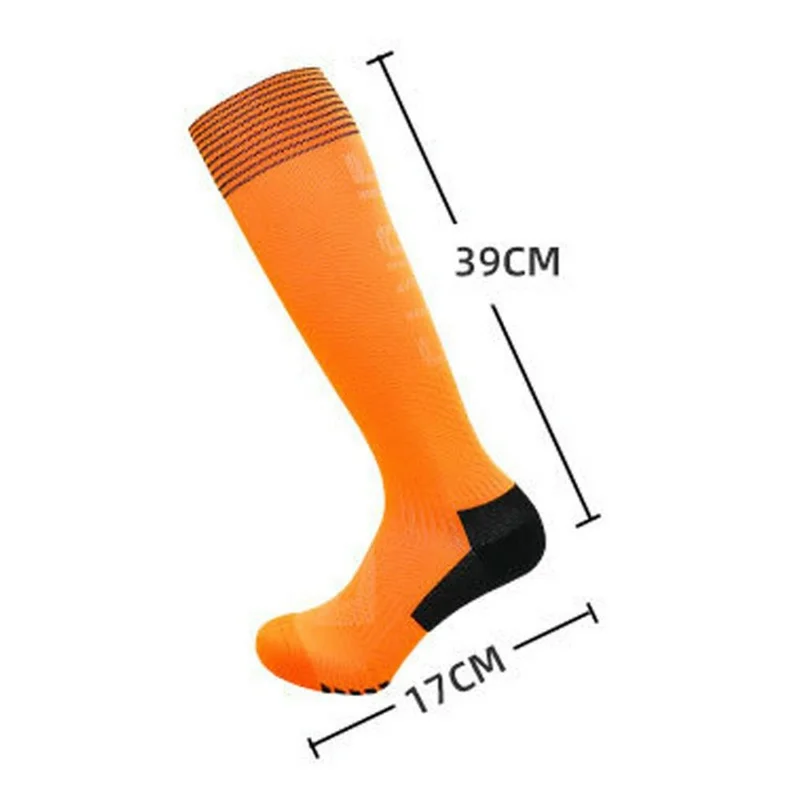 PORFIN Size S Summer Professional Soccer Socks Thickened Non Slip High Tube Striped Football Socks - Red