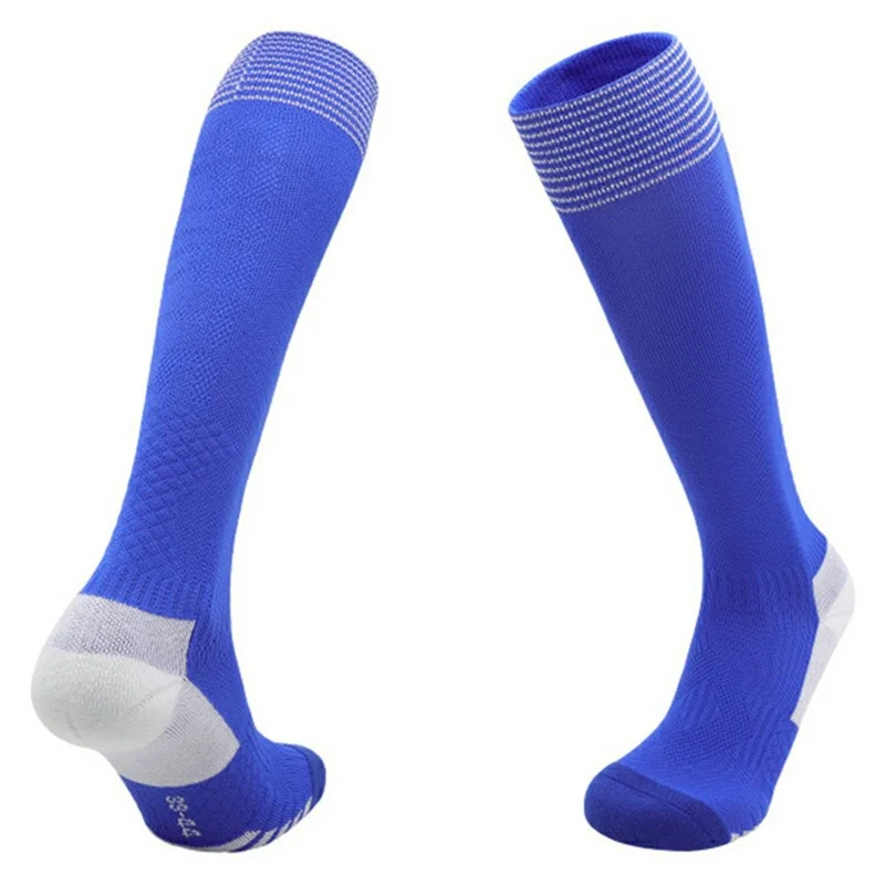 PORFIN 1 paire de chaussettes de football professionnelles Chaussettes à tube long épaisses antidérapantes, M pour pointure 34-38 - Bleu