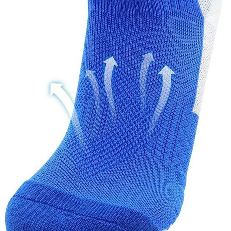 PORFIN 1 paire de chaussettes de football professionnelles Chaussettes à tube long épaisses antidérapantes, M pour pointure 34-38 - Bleu