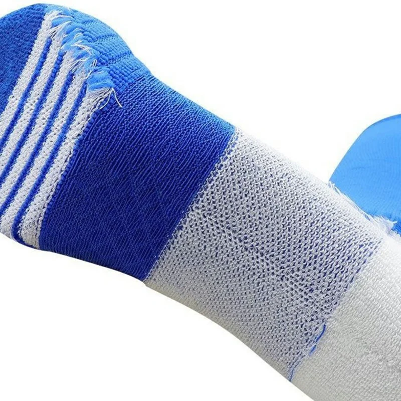 PORFIN 1 paire de chaussettes de football professionnelles Chaussettes à tube long épaisses antidérapantes, M pour pointure 34-38 - Bleu