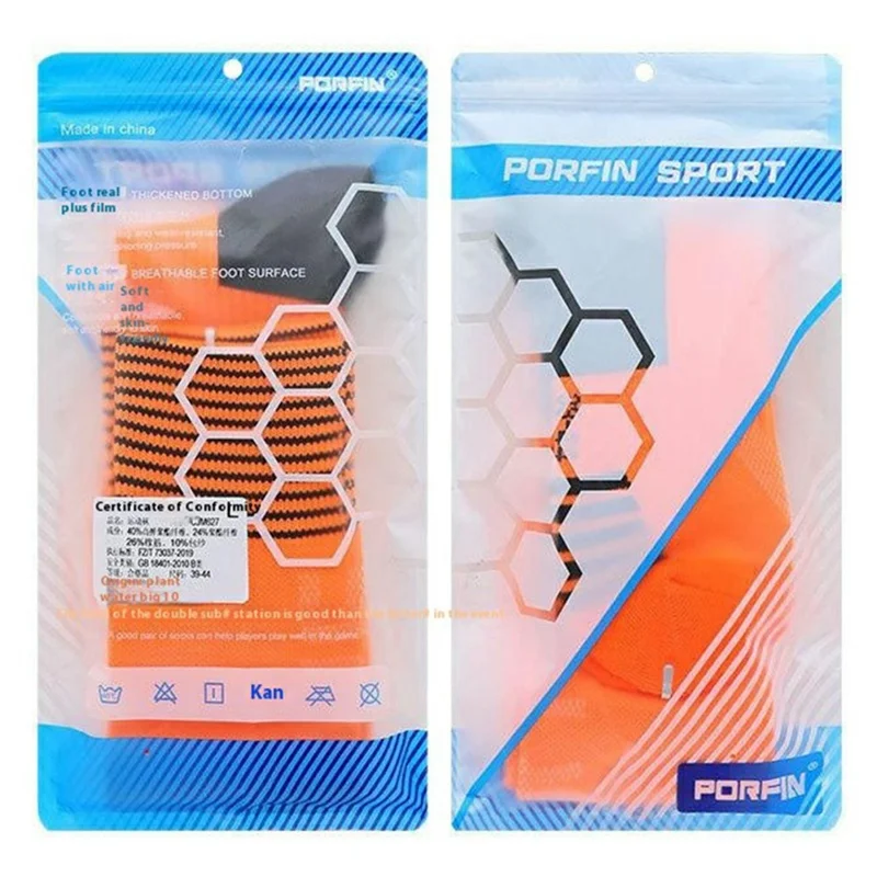 PORFIN 1 Pair Professional Soccer Socks Thicken Non-Slip Terry Bottom Long Tube Socks, M for Shoe Size 34-38 - Fluorescent Green