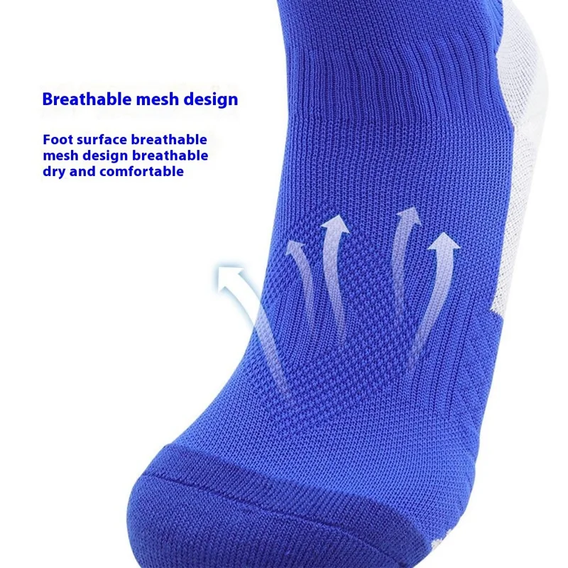 PORFIN 1 Paire de Chaussettes de Football Professionnelles Épaissies Antidérapantes avec Semelle en Éponge, Long Tube, Taille L pour Pointure 39-44 - Vert Fluorescent