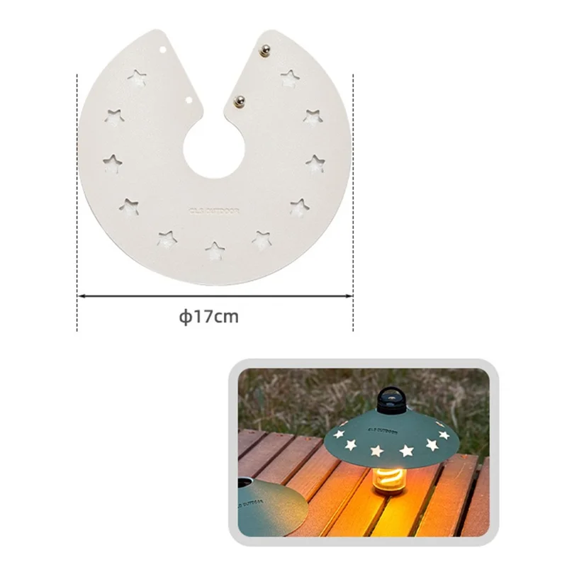 CLS Size S Star Design Lampshade Cover Portable PU Leather Light Shade for Outdoor Camping - White