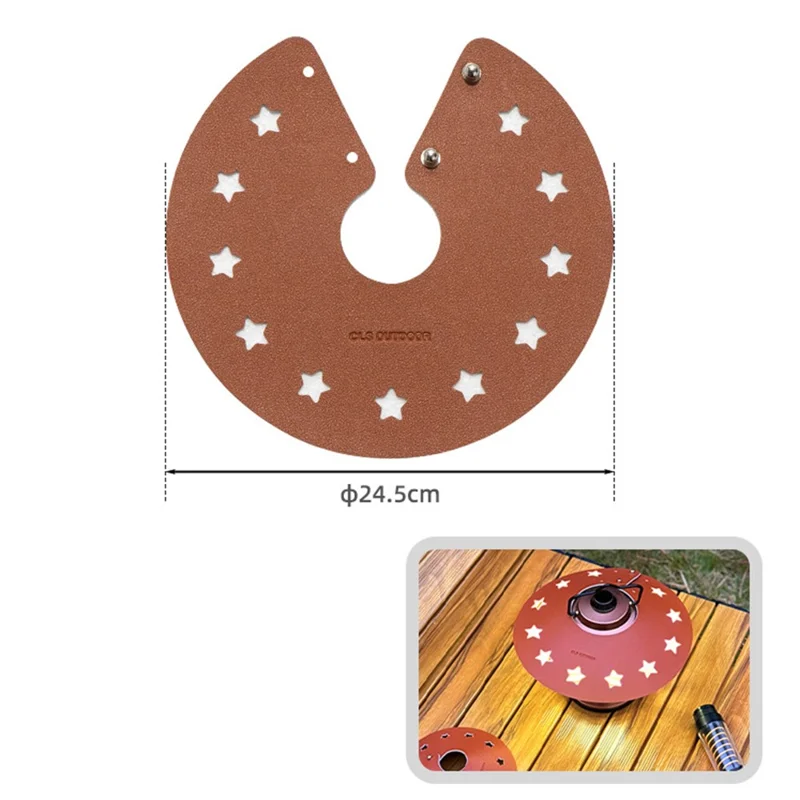 CLS Taille L Abat-jour Design Étoile Housse en Cuir PU Portable pour Camping Extérieur - Marron