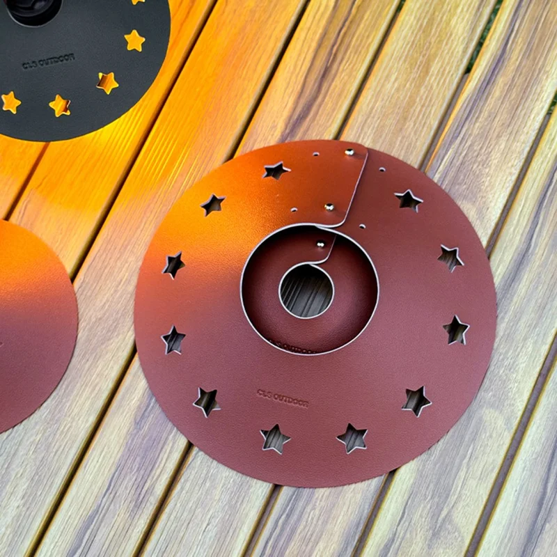 CLS Taille L Abat-jour Design Étoile Housse en Cuir PU Portable pour Camping Extérieur - Marron