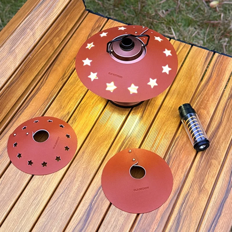 CLS Taille L Abat-jour Design Étoile Housse en Cuir PU Portable pour Camping Extérieur - Marron