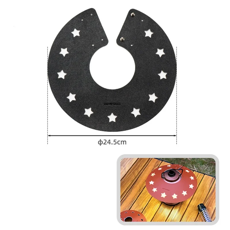 CLS Size L Star Design Lampshade Cover Portable PU Leather Light Shade for Outdoor Camping - Black