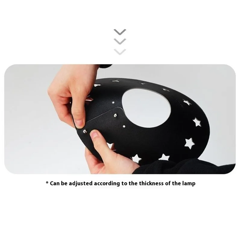 CLS Size L Star Design Lampshade Cover Portable PU Leather Light Shade for Outdoor Camping - Black