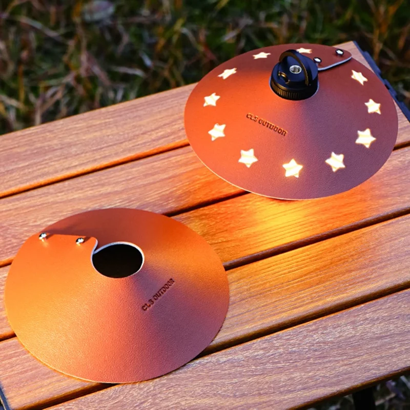 Funda de pantalla de lámpara de color sólido CLS Tamaño S Portátil de cuero de PU para camping al aire libre - Marrón