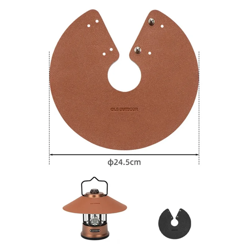 CLS Size L Solid Color Lampshade Cover Portable PU Leather Light Shade for Outdoor Camping - Brown