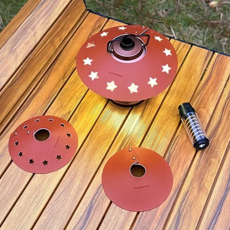 CLS Size L Solid Color Lampshade Cover Portable PU Leather Light Shade for Outdoor Camping - Brown