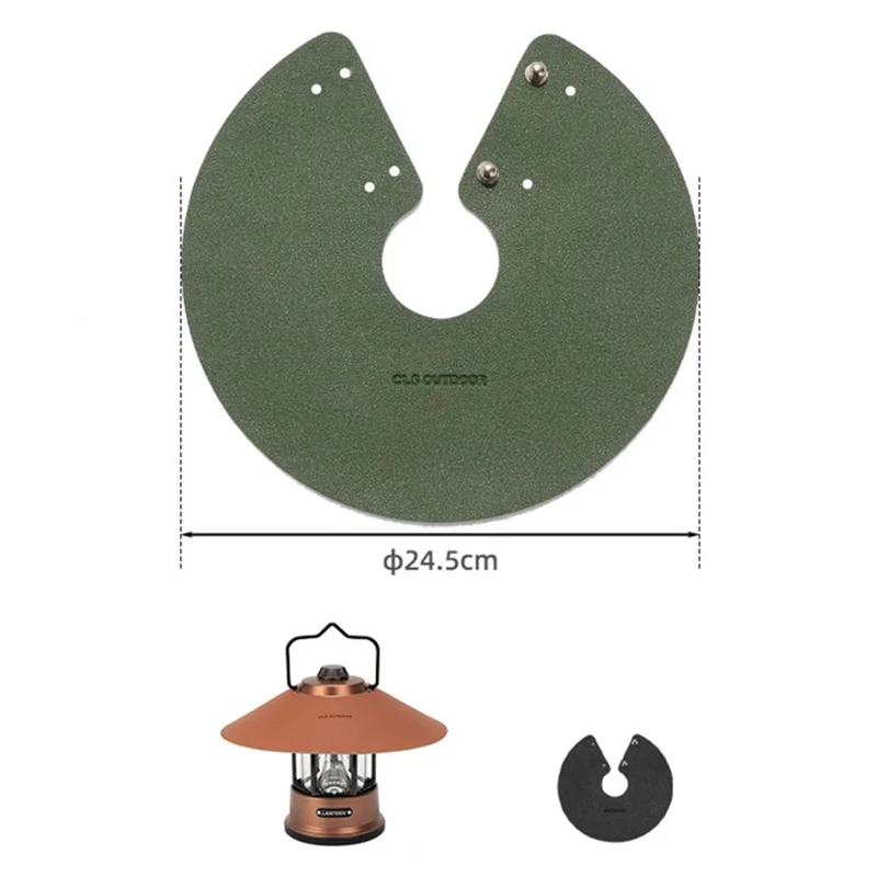 CLS Size L Solid Color Lampshade Cover Portable PU Leather Light Shade for Outdoor Camping - Army Green
