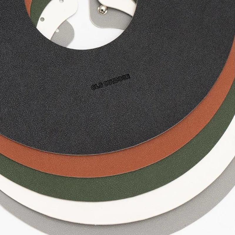 CLS Size L Solid Color Lampshade Cover Portable PU Leather Light Shade for Outdoor Camping - Army Green