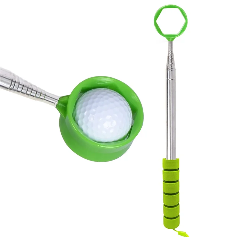 D541 Stainless Steel Golf Ball Retriever 2.7m Telescopic Picker Grabber with Comfortable EVA Grip - Green