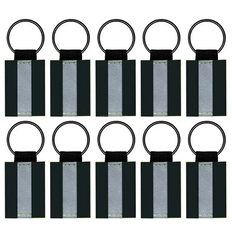 10Pcs Reflective Safety Key Ring Night Outdoor Activities Visibility Enhancing Pendants - Black