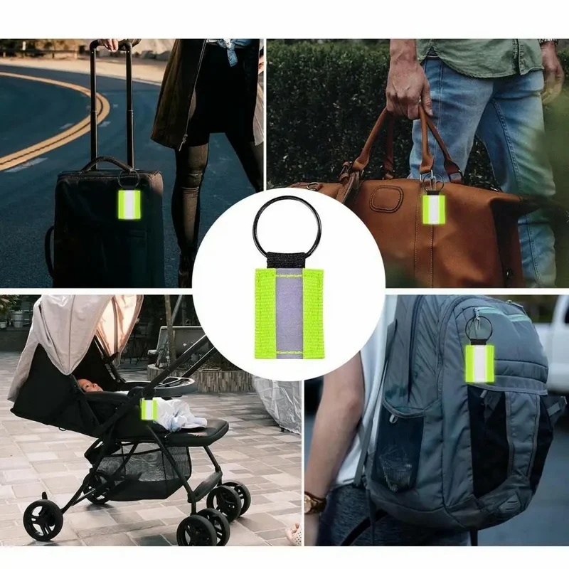 10Pcs Reflective Safety Key Ring Night Outdoor Activities Visibility Enhancing Pendants - Black