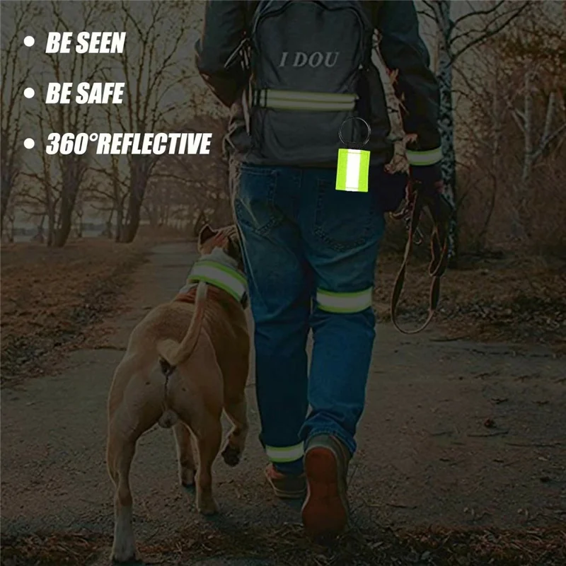 10Pcs Reflective Safety Key Ring Night Outdoor Activities Visibility Enhancing Pendants - Black