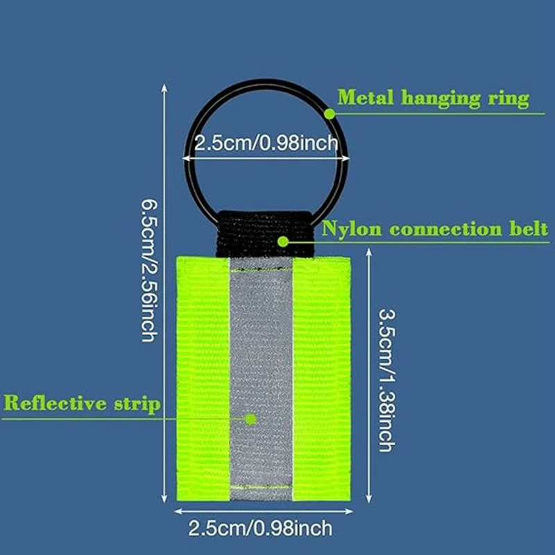 10Pcs Reflective Safety Key Ring Night Outdoor Activities Visibility Enhancing Pendants - Black