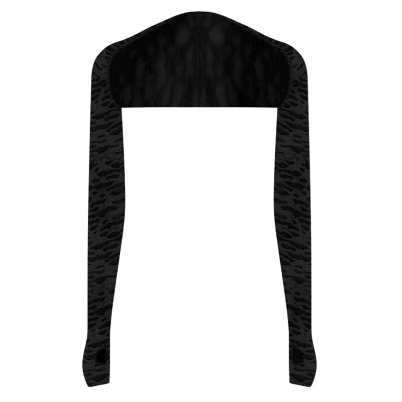 Summer Long Sleeve Sun Protection Shawl Ice Silk Shoulder Cover Cycling Breathable UV Protection Arm Sleeves - Black